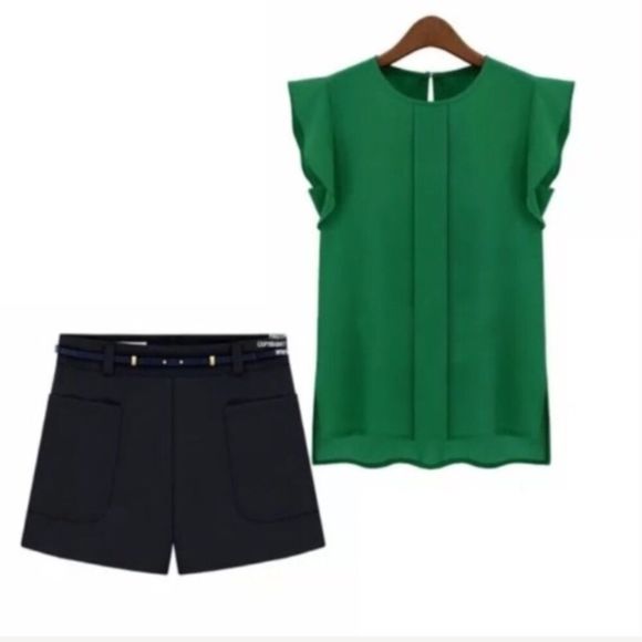 Pink Chiffon Flutter Sleeve Blouse M-XL - Picture 4 of 8